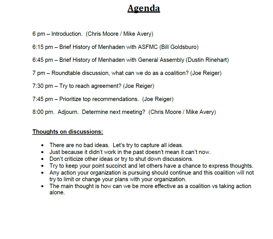 Menhaden Meeting Agenda